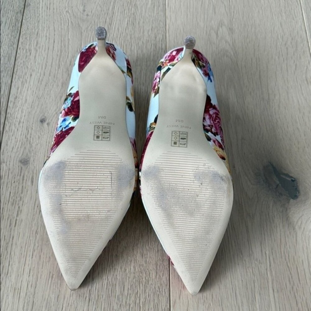 Nine West White Floral Pointed-Toe Pumps with Red, Pink & Blue Blooms - Picture 5 of 5
